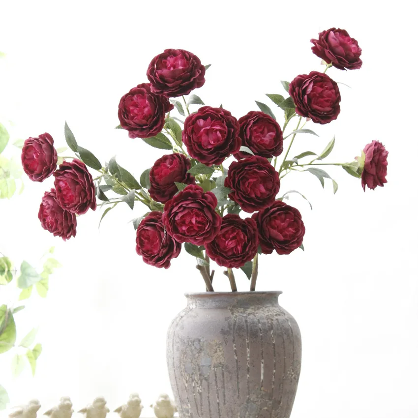 artificial flower peony silk rose wedding home decoration white pink red   (20)