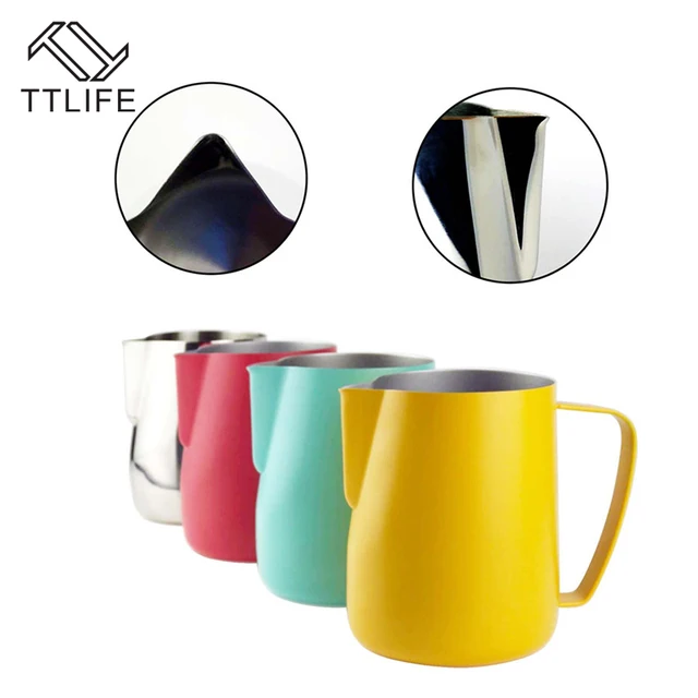 Special Price TTLIFE Milk Jug 0.3-0.6L Stainless Steel Frothing Pitcher Pull Flower Cup Coffee Milk Frother Latte Art Milk Foam Tool Coffeware