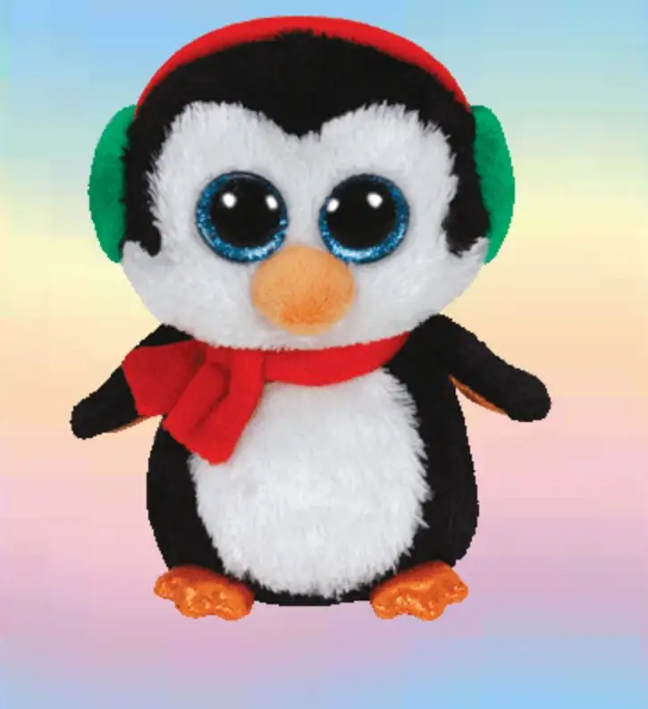 Ty Beanie Boos 6" North the Penguin Earmuffs Christmas Holiday 15cm Plush Stuffed Animals Doll