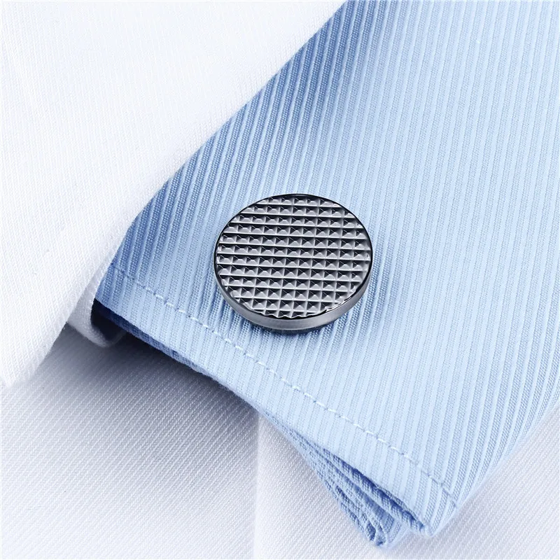 HAWSON пистолет покрытием металлические запонки для мужской рубашки классический круглый черный и браслет серебристого цвета звенья 6 кнопки шпильки набор с коробкой