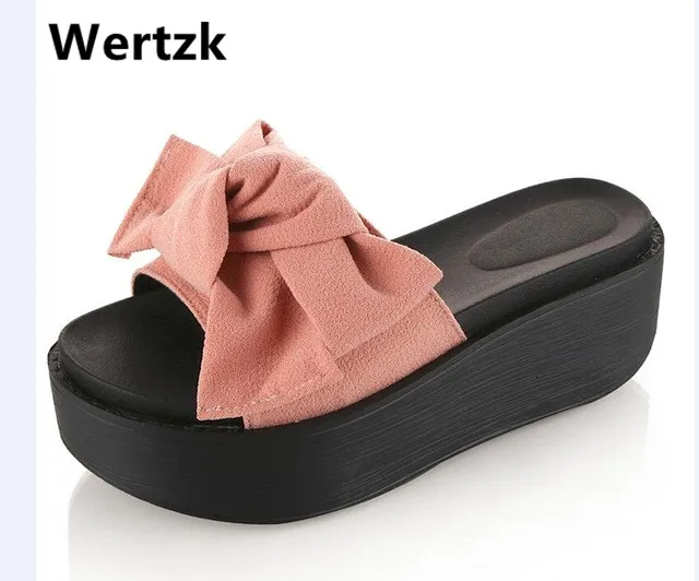 

2019 Big Bowtie Woman Beach Flip Flops Summer Sandals Slip- Resistant Slippers Platform Sandals E025
