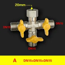 Распределительный водяной коллектор латунь делитель воды/запорный клапан стиральная машина кран разветвитель клапаны DN15 DN20 адаптер