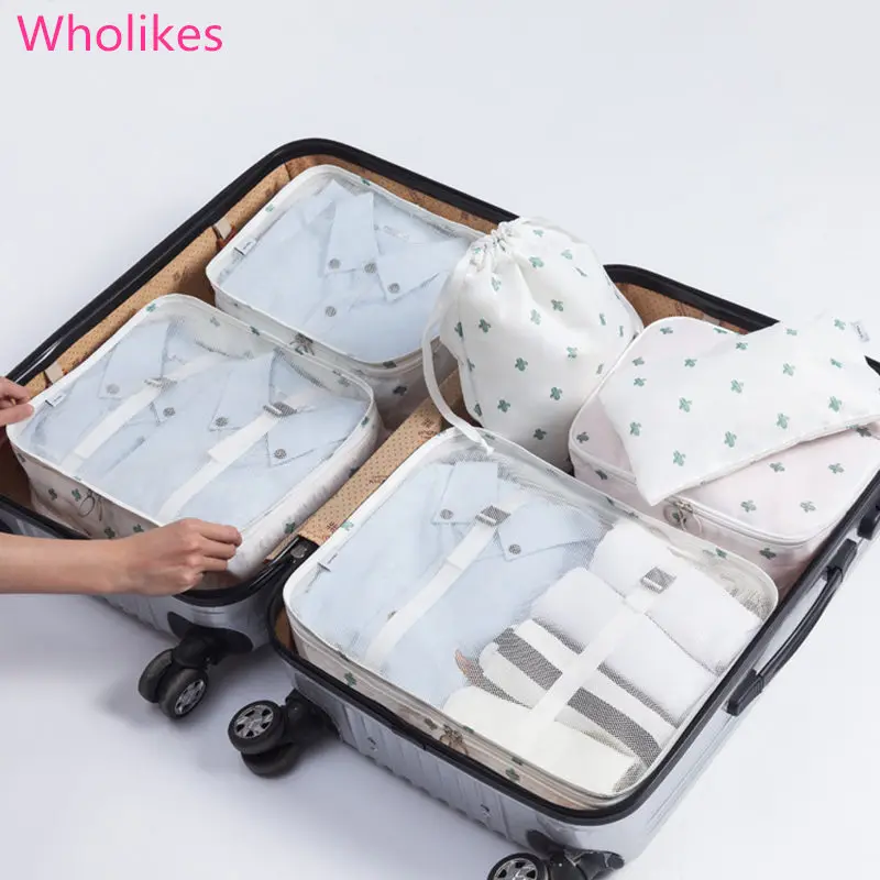 New 6PCS/Set High Quality Oxford Cloth Travel Mesh Bag In Luggage Organizer Packing Cube Organiser for Clothing | Багаж и сумки