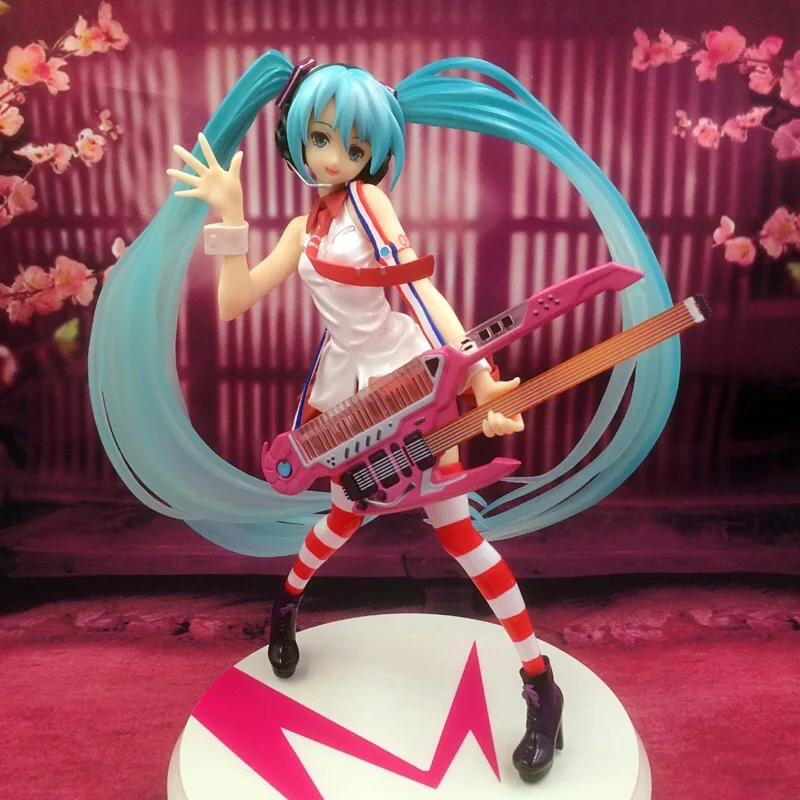 

High quality 23CM Vocaloid Hatsune Miku With Electric Guitar Greatest Idol Ver. Painted PVC Action Figure Collectible Model Toy