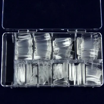

100 Pcs Acrylic False Nail Art Fingernail Full Nail Tips Press On Nails Artificial Nails Clear Natural Color 10 sizes