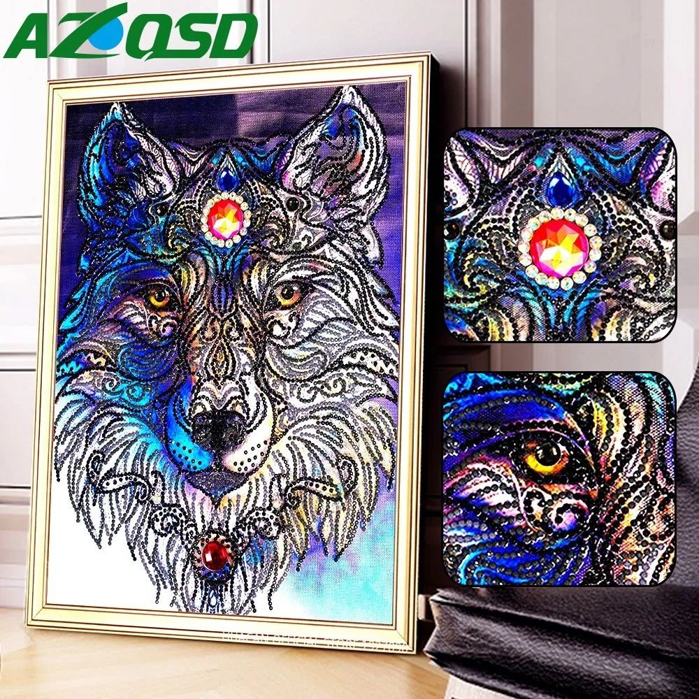 Wolf head 5D DIY Special Shaped Diamond Painting Cross Stitch Embroidery decor