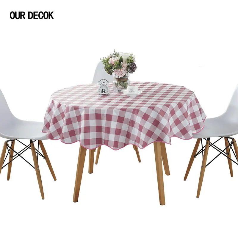

Pastoral Plastic Round Tablecloth PVC Oil Proof Waterproof Romantic Florals Printed Table Cover Wedding Decoration Table Clothes