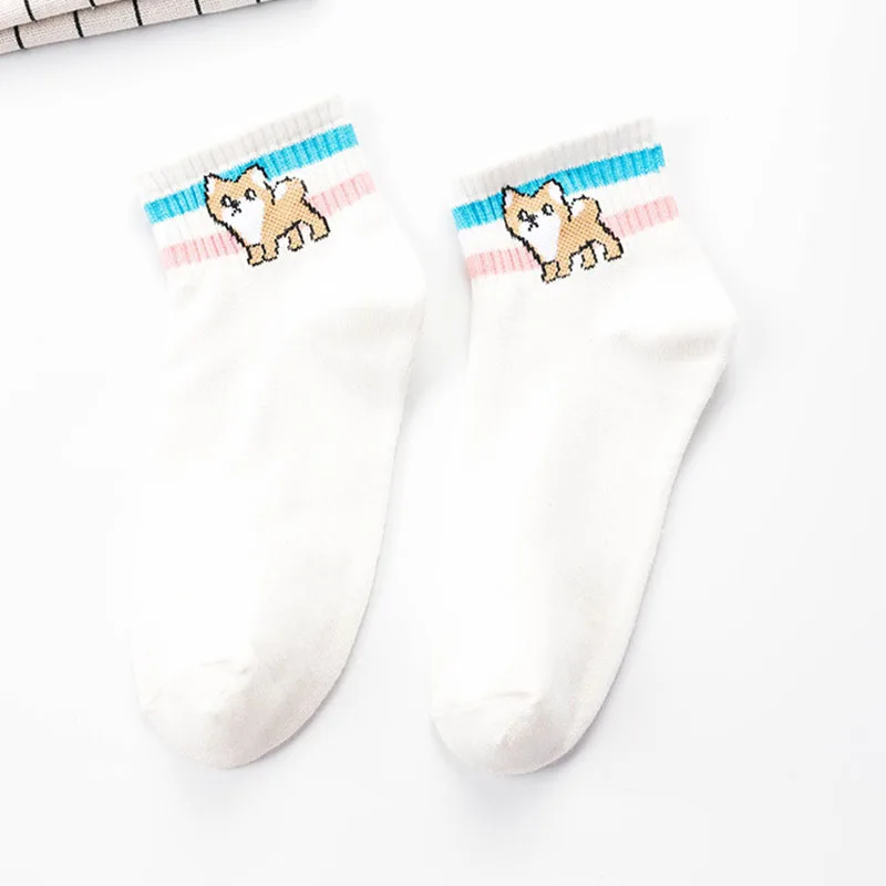 [WPLOIKJD] Японские креативные носки с Мопсом, носки с милыми животными, Мультяшные полосатые носки, Harajuku, забавные новые Calcetines Mujer Sokken