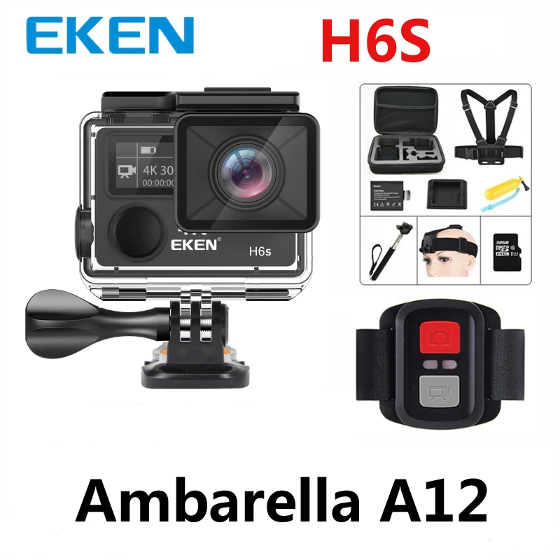 Экшн камера Eken H6s Wi Fi 4k 30fps Ultra HD с чипом Ambarella A12 Водонепроницаемая мини для GoPro 30 м