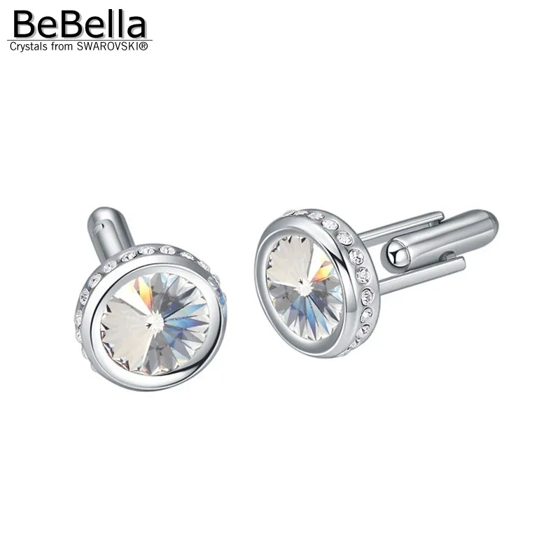 

BeBella Men's round crystal cufflinks made with Austrian Crystals from Swarovski for Father's Day gift