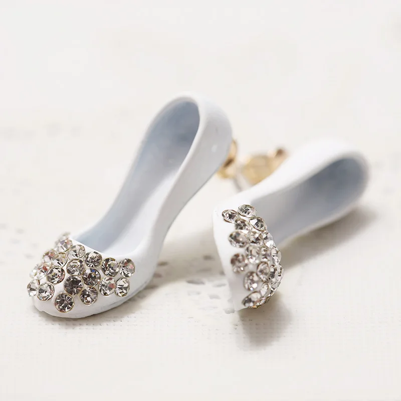 На высоких каблуках серьги туфелька для Для женщин со стразами; корейские сережки-шпильки дизайн Мода г. Brincos Vintage, ювелирное изделие, рождественские XE82