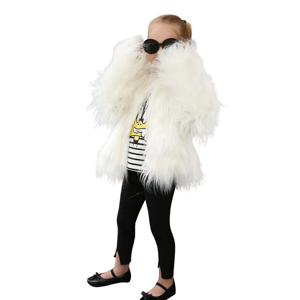 

Girls Fur Coat Autumn Winter Faux Fur Coat Jacket Thick Warm Outwear Clothes Roupas Menina