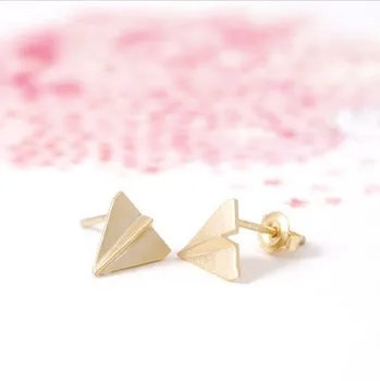 

Fashion Gold Silver Origami Plane Stud Earrings