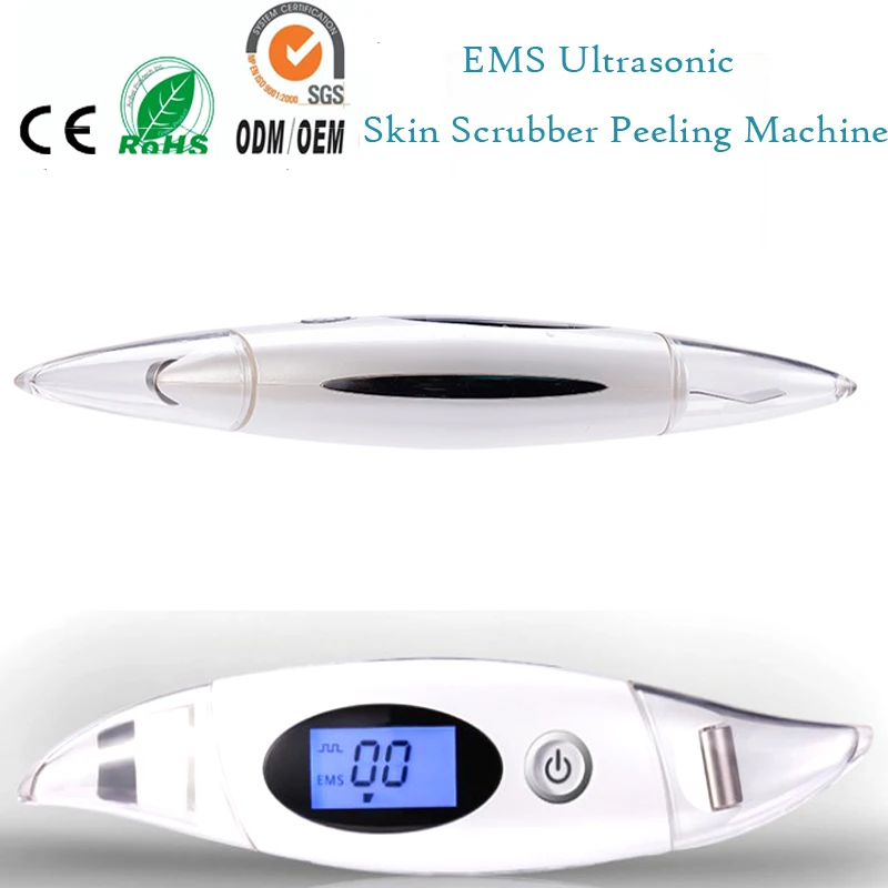  LCD EMS Skin Scrubber Microdermabrasion Ultrasonic Ion Peeling Facial Cleanser Beauty Machine With 