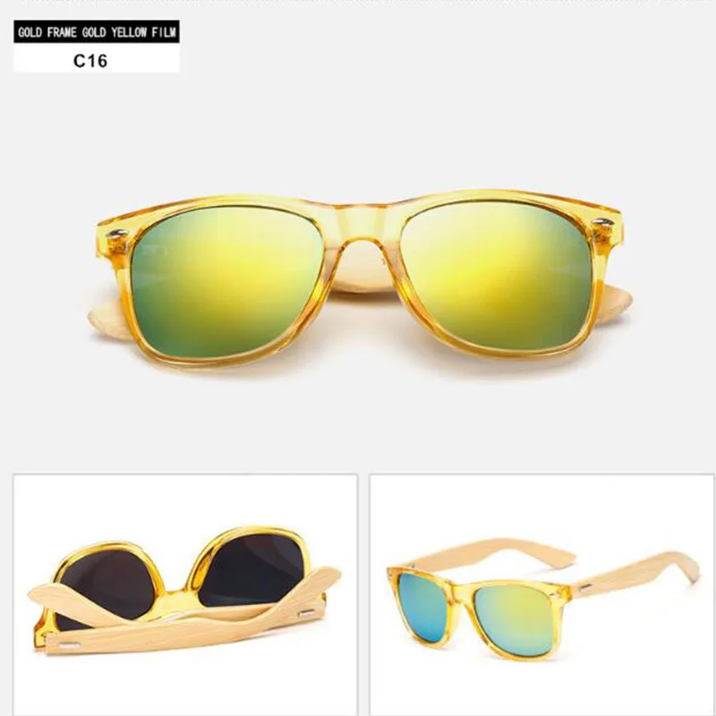 RBROVO, Бамбуковая оправа, солнцезащитные очки для женщин, Ретро стиль, фирменный дизайн, классические металлические солнцезащитные очки, для улицы, деревянные ножки, Oculos De Sol - Цвет линз: c16
