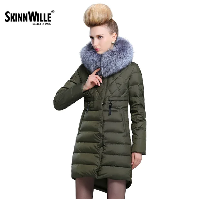 Skinnwille 2018 Зимняя Куртка Женская Пальто Женское Зимние Куртки С Натуральным Мехом Парка Женская синтепоновая куртка на зиму женская Парка С Мехом