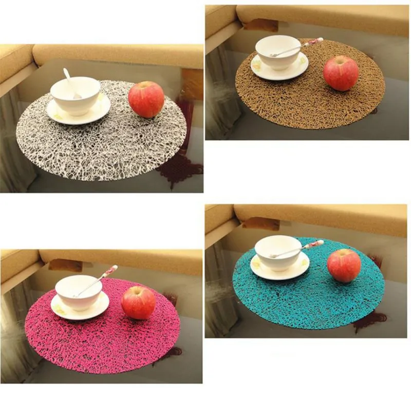 38cm Circle Coasters Transparent Crystal Pad Non slip Plastic Table Mat