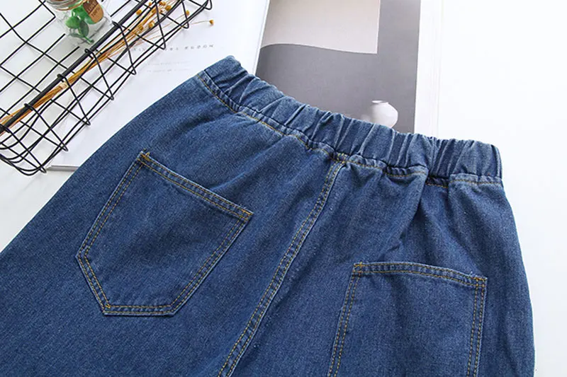 HEE GRAND/2018 г. зимняя одежда с вышивкой, с Для женщин джинсы плюс Размеры 5XL регулируемой талией мама брюки свободные роспись джинсовые длинные