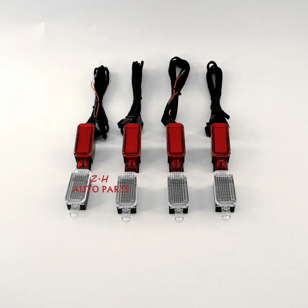 New 8PCS Red Door Light & LED White Footwell Light & Wiring Harness For