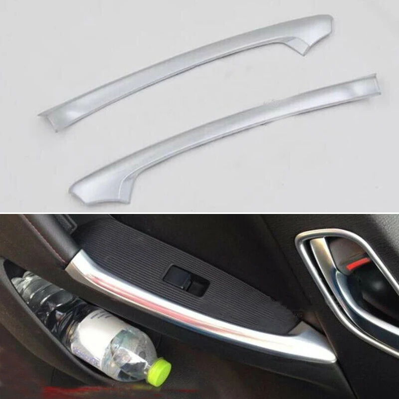 2 шт. подлокотник ручка Крышка отделка выцветания для Mazda CX-5 2012- полоски ABS серебро