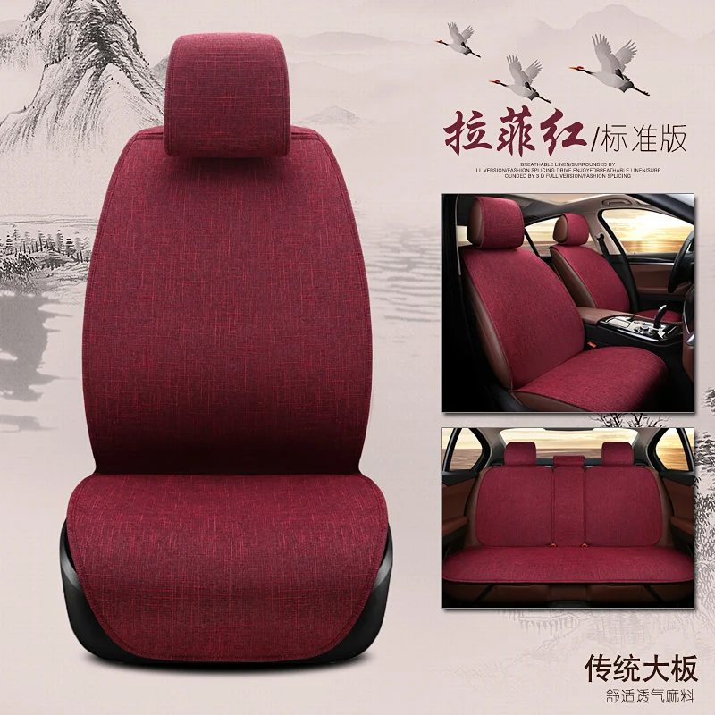 

Linen Cotton and Fabric Sponge Automobile Seat Covers Cushion 5 Seats Universal Fit for Most Car Grey
