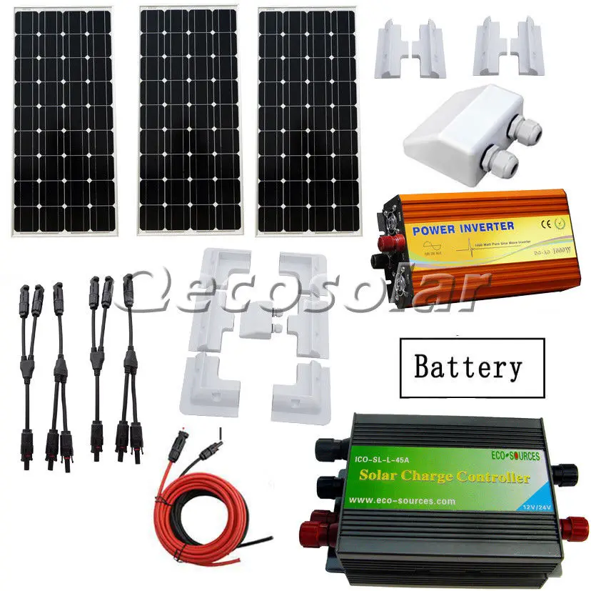 

300W Solaranlage 100W Photovoltaik Mono Solarpanel Solar Halterungen Laderegler