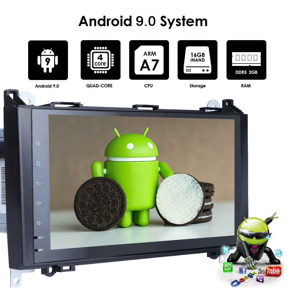 Clearance New Quad core 9 Inch 2 Din Android 9.0 Car Multimedia Player For Mercedes/Benz/Sprinter/Viano/Vito/B-class/B200/B180 RDS Camera 4