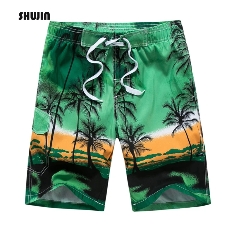 SHUJIN летние мужские повседневные шорты с принтом кокосового дерева быстросохнущие пляжные шорты одежда для серфинга Размер M-6XL свободный купальник