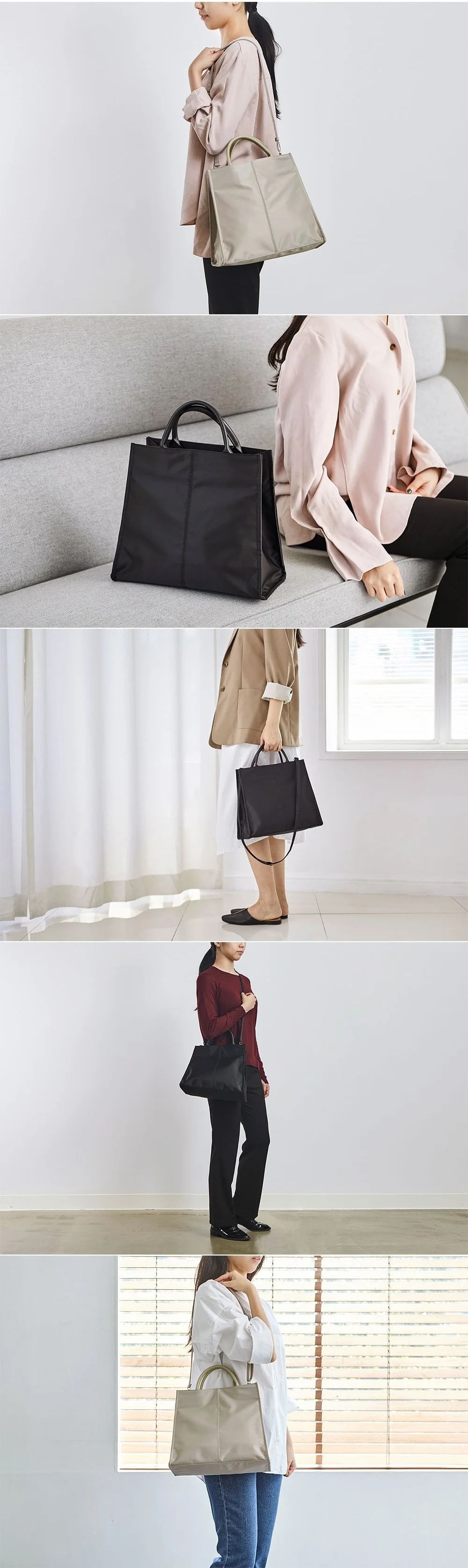 MJ Nylon Bags for Women Large Capacity Casual Handbag Solid Color Women's Canvas Tote Bag Crossbody Shoulder Bag Messenger Bags (5)