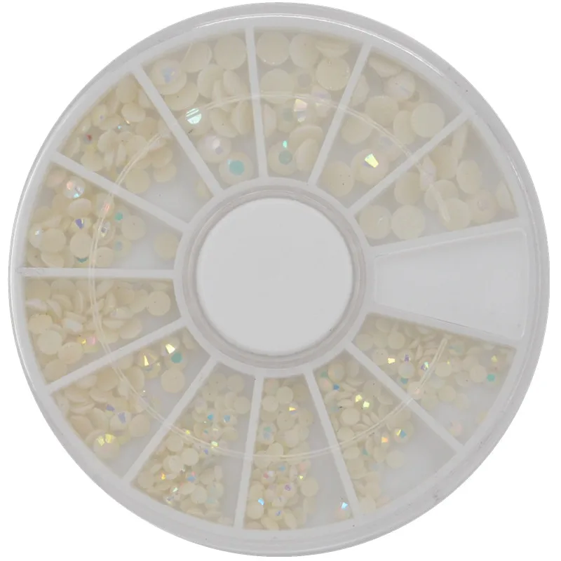 

YWK 1 Box Colorful Shinning Nail Rhinestones Sharp Flat Bottom Studs 3D Nail Decor Manicure Nail Art Decoration In Wheel