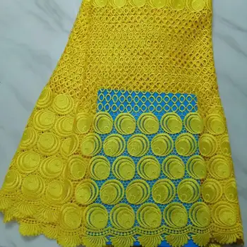 

Cassiel African Guipure lace very neat embroidery Nigerian cord lace fabric with Yellow Color high quality 5 yards