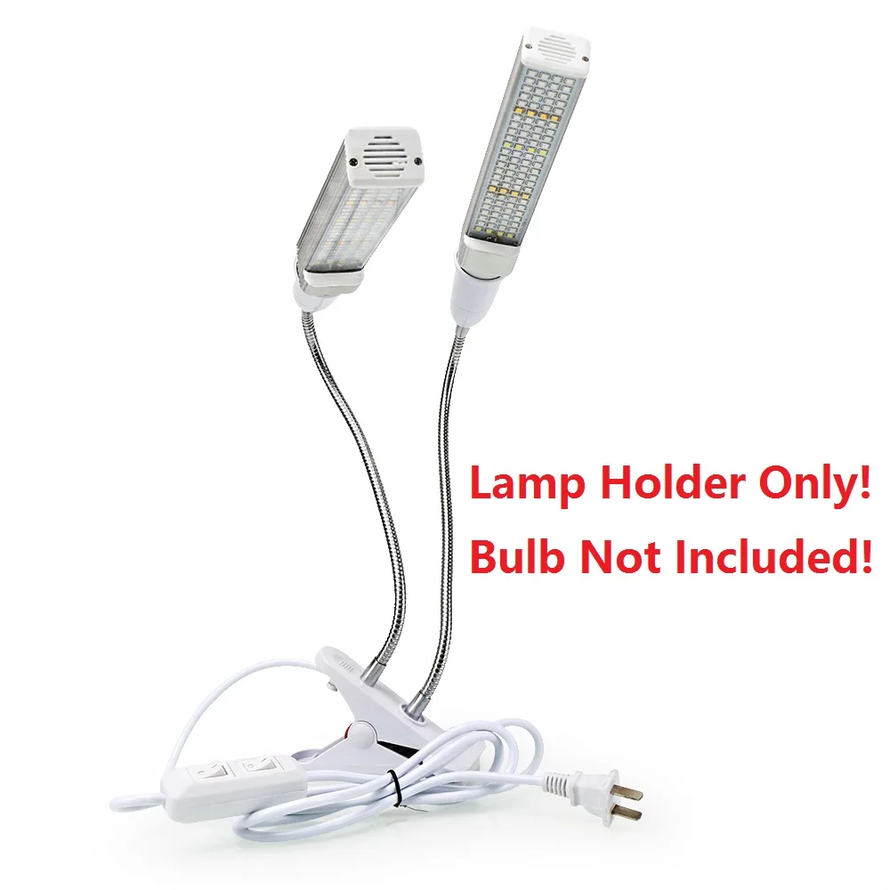 Description Picture 4 of itemEU US Plug 360 Degree 2 Heads Flexible Desk Lamp Holder Clip With On/Off Switch E27 Light Base Socket for LED Plant Grow Bulbs