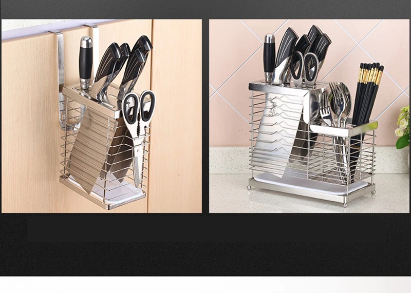 Подставка для хранения кухонных ножей 304 из нержавеющей стали, металлическая полоса, держатель для ножей, настенная стойка, ножницы, органайзер для вилок, инструменты