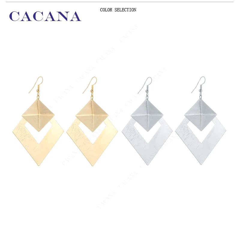 CACANA Dangle Long Earrings For Women Pyramid Shape Rhombus Fashion Bijouterie Hot Sale No.A353 A354