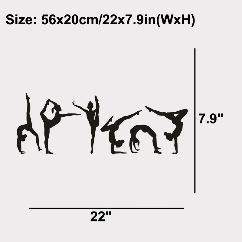 Интересные гимнастические девушки спорт Силуэт набор из шести/стены искусства Виниловые наклейки Декор