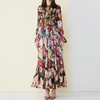 High quality 2022 new fashion Maxi dress Women's Long Sleeve Amazing Printed Waist Elasticated vintage Beach Chiffon long Dress ► Photo 3/6