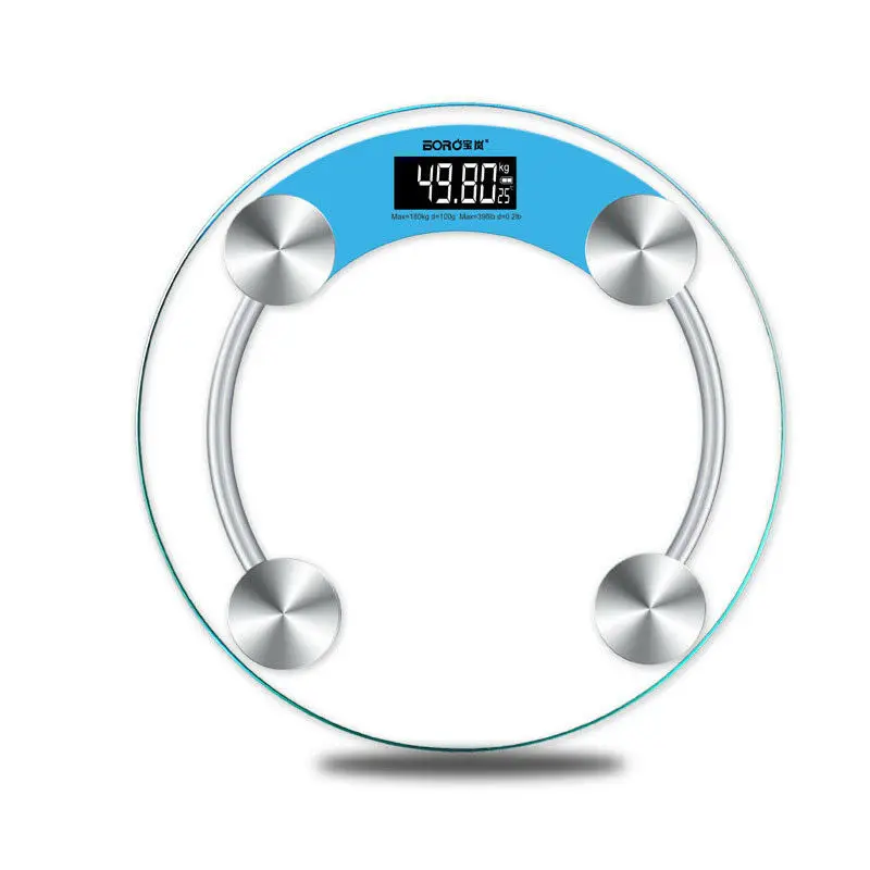 400lb 180 кг ванная комната цифровые электронные стеклянные весы напольные весы круглые бытовые электронные весы - Цвет: Синий