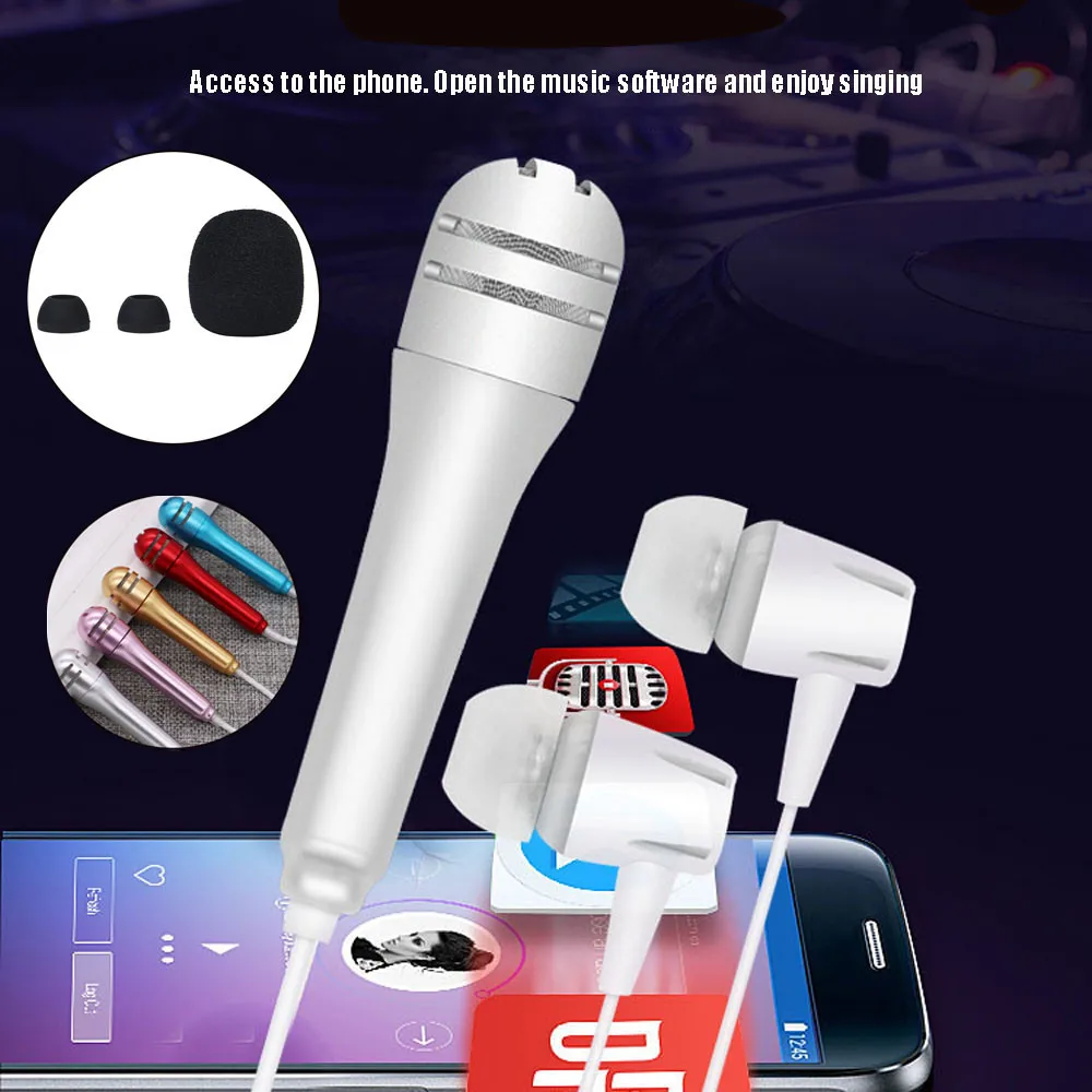 

Mini Karaoke Condenser Microphone With Earphone Sponge Cover For Phone PhoneMic for recording, UC, YY, chat, other web chat 30