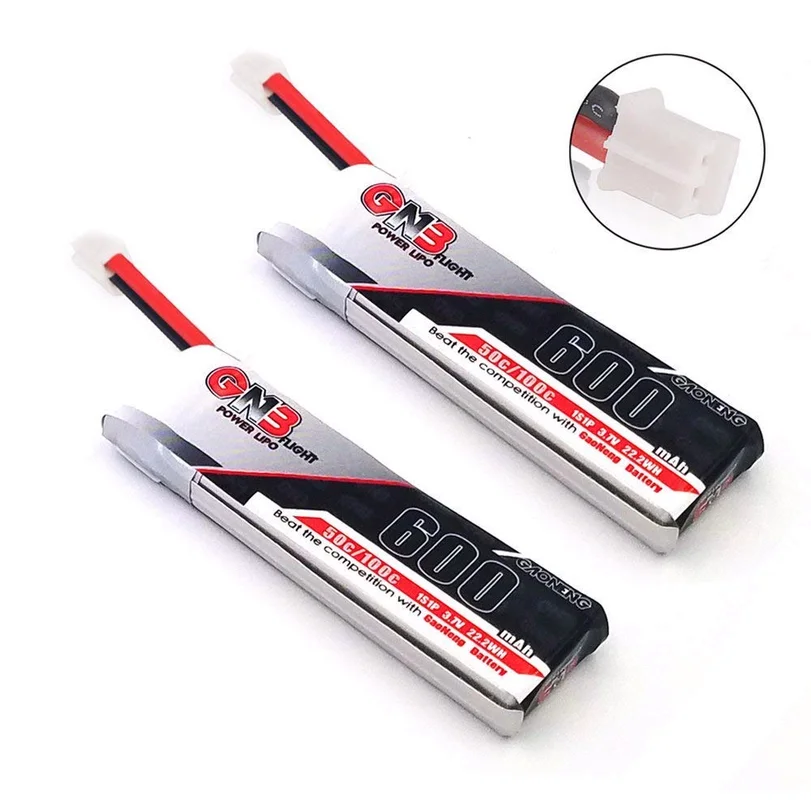 

5pcs GNB 600mAh 1S LiPo Battery 3.7V 50C JST-PH 2.0 PowerWhoop mCPX Connector for FPV Plus Tiny 7 RC Micro FPV Drone