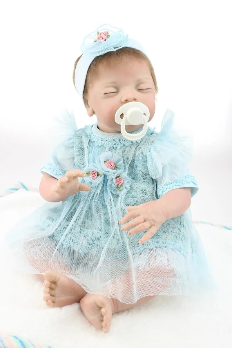 

55cm close eyes silicone reborn baby doll toys for girl 22inches realistic sleeping baby reborn doll girls brinquedos baby gift