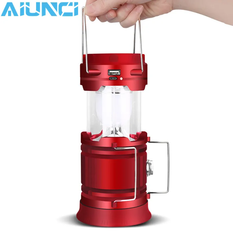 

Portable Lanterns LED Solar Powered Collapsible Flashlights Rechargeable Hand Lamp Hiking Camping Lamp Outdoor Lighting