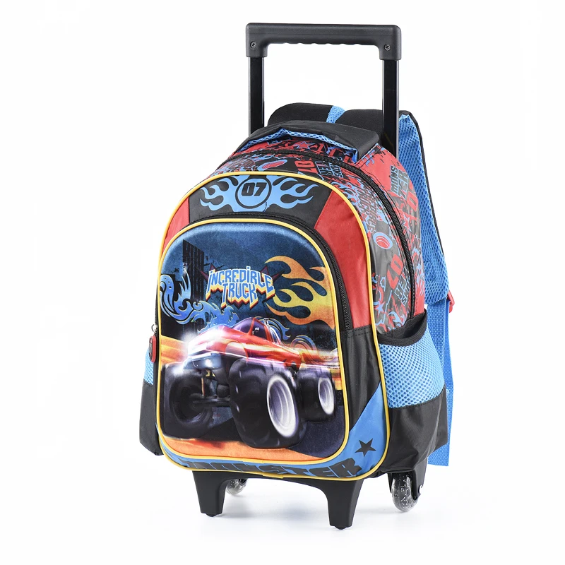 Мультяшный детский школьный рюкзак, крутые Автомобильные сумки для мальчиков, школьный рюкзак для подростков, школьная сумка для мальчиков - Цвет: 14inch trolley