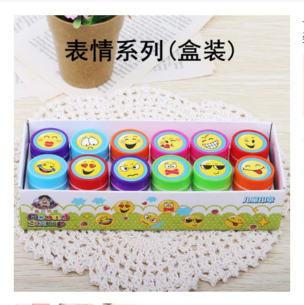 

12pcs/set Cartoon cute facial expressions smiley seal kindergarten puzzle teacher comment kid toy gift seal stamp