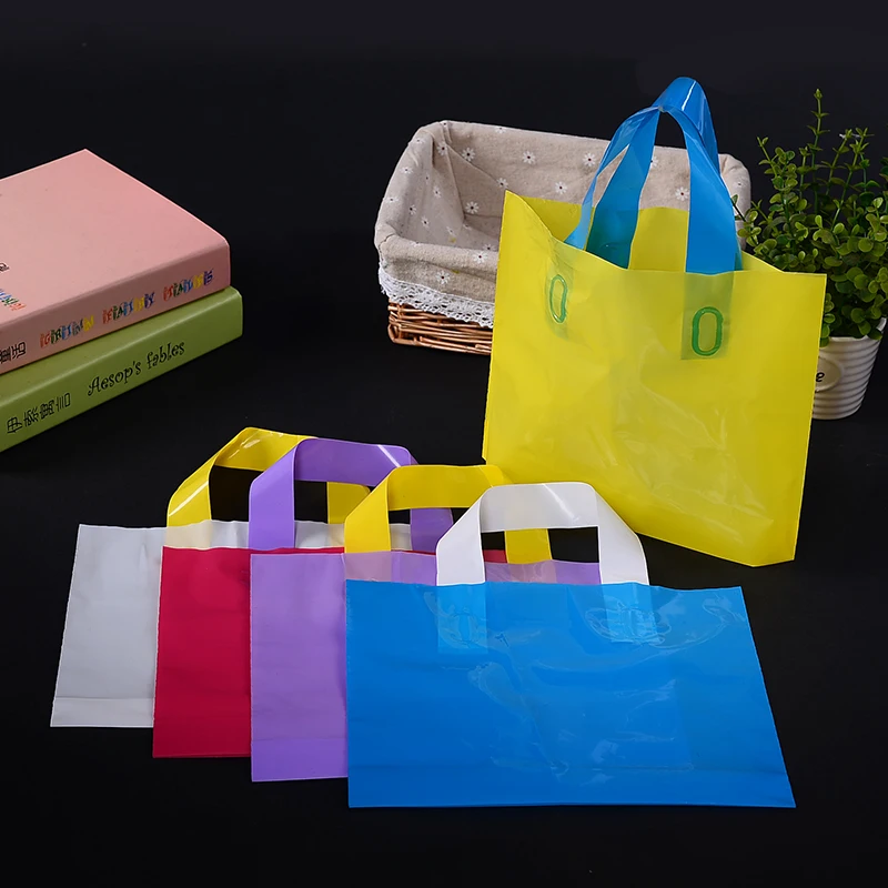 25 шт. в партии,, Разноцветные зеленые сумки для покупок, пластиковые подарочные сумки, одежда, портативные сумки
