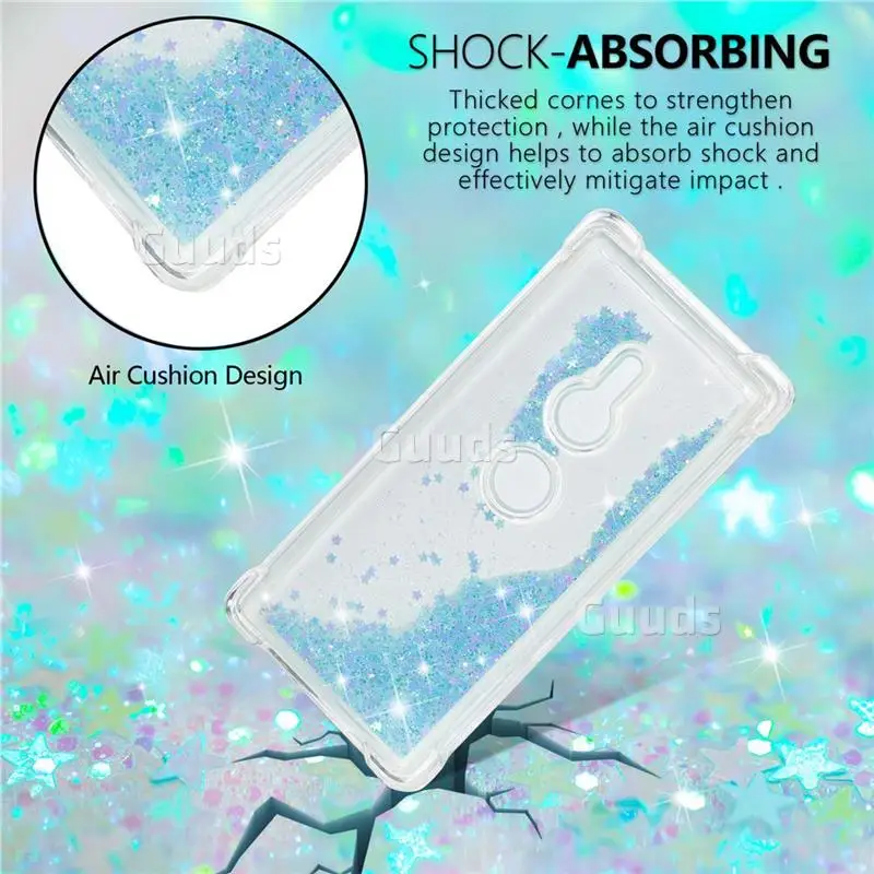 Dynamic Liquid Glitter Sand Quicksand TPU Case for Sony Xperia XZ2 - Silver Blue Star