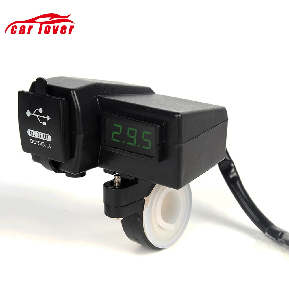 

Waterproof 3 In 1 12V Motorcycle ATV Scooter LED Digital Display Voltmeter Voltage Dual USB Power Charger Cigarette Lighter