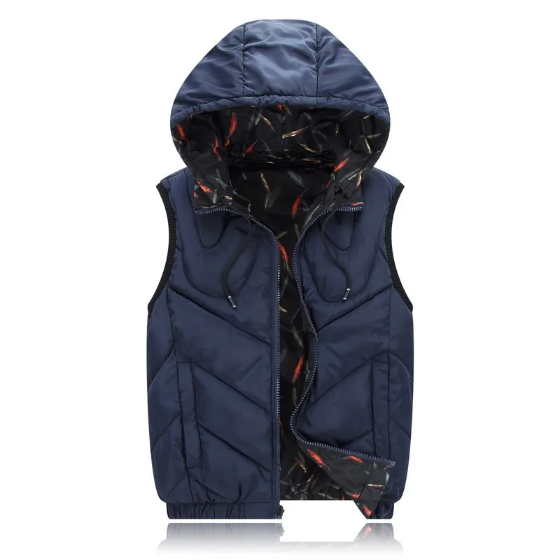 black blue 8XL cotton Winter men's vest down vest Coat with Hooded Hat