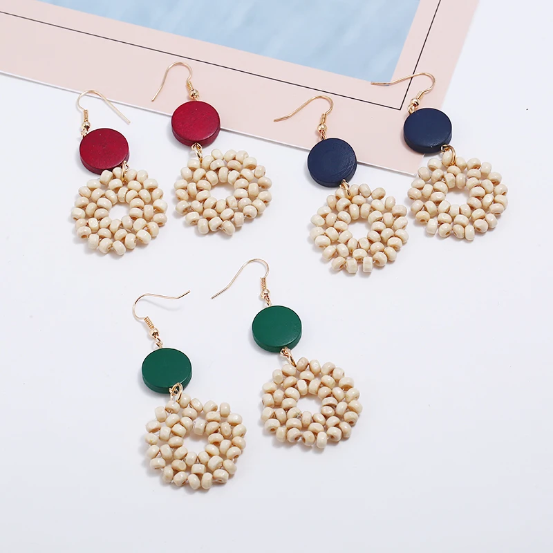 Богемные этнические изысканные женские серьги-подвески с кисточками и бисером