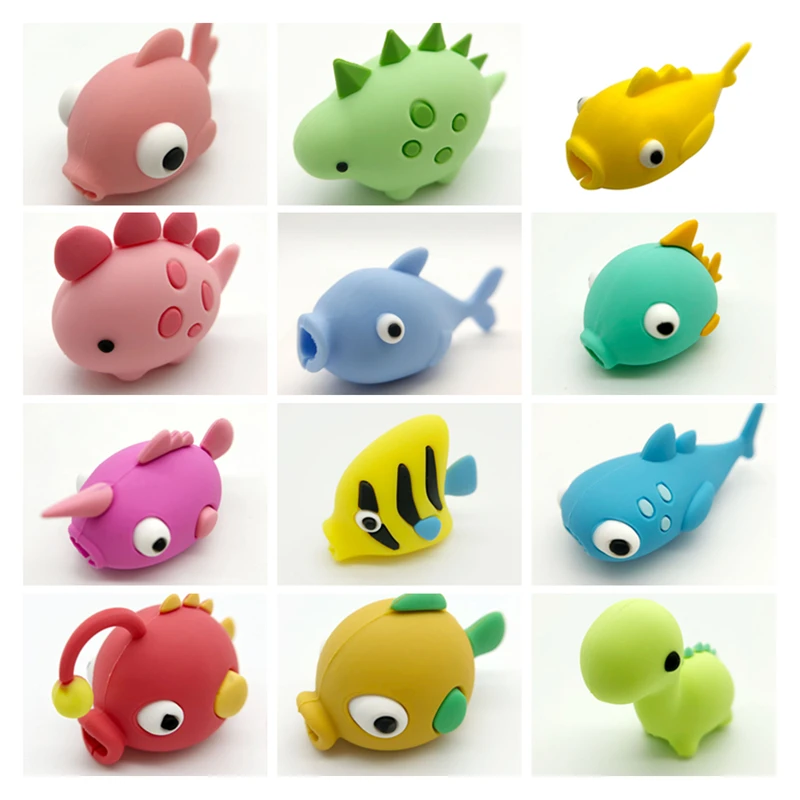 

new Cable bite Dinosaur USB Cable bite protector FISH Mobile Phone Organizer doll Dropshipping squishy toy kabel diertjes