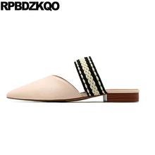Мода Остроконечные лето надевать обнаженный дам сандалии мулы плоские домашние тапочки обувь женщин слайды желтый Мода европейская отправка капель красивая весенняя осень последние ремень